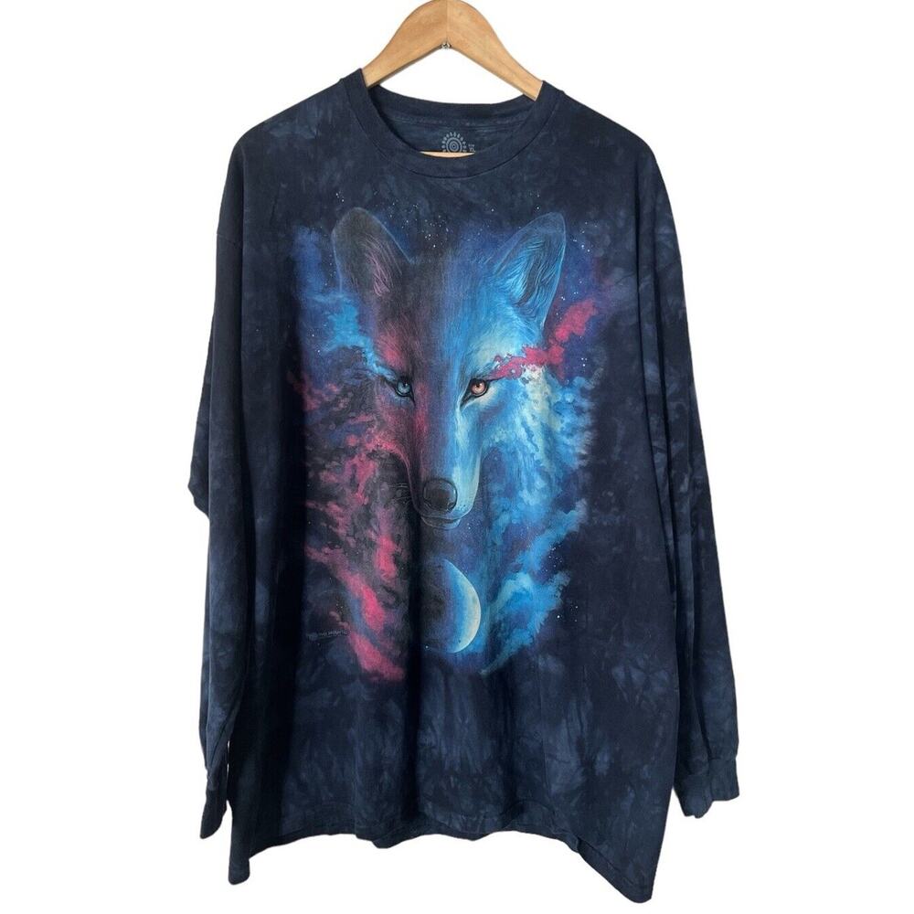 The Mountain Navy Blue Wolf Moon Graphic Long Sleeve T-shirt Mens XL